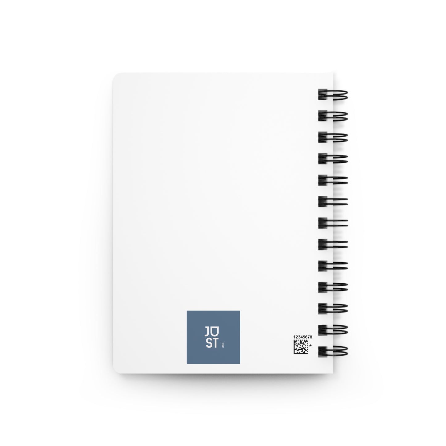 Back cover of White Spiral Bound Notebook with the logo of Just Store 
